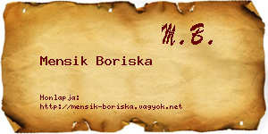 Mensik Boriska névjegykártya